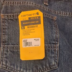 Carhartt BD5119-M Mens Blue Relaxed Fit 5 Pocket Denim Straight Jeans Size 52x32